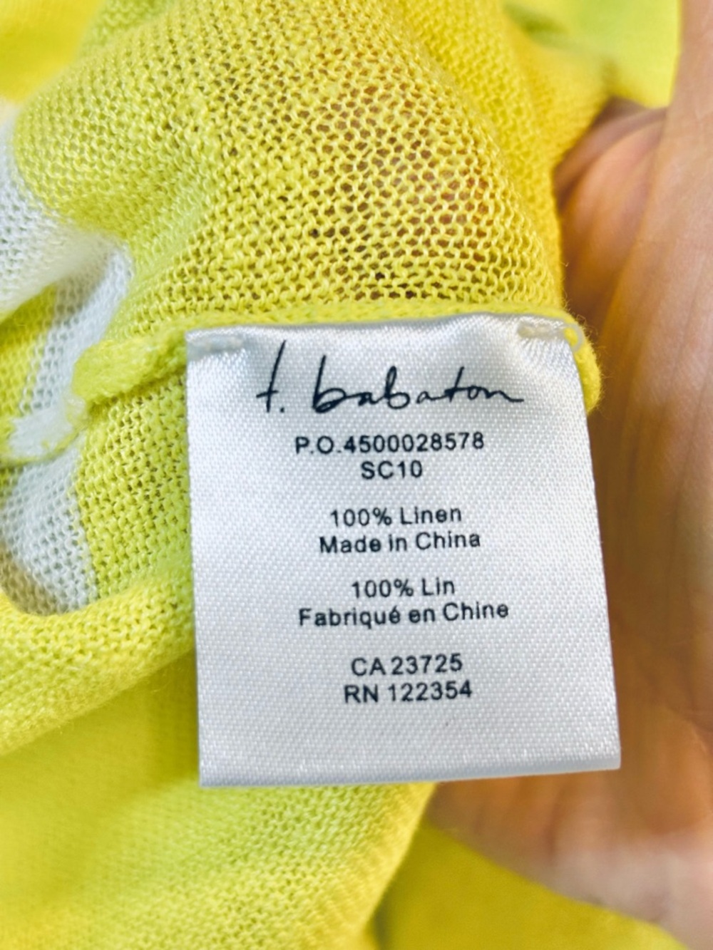 Aritzia Babaton 100% Linen Hobart Striped Knit Sweater Cream Yellow XS - Picture 7 of 8